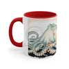 Green Octopus Vintage Brushed Edge Accent Coffee Mug 11Oz