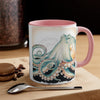 Green Octopus Vintage Brushed Edge Accent Coffee Mug 11Oz