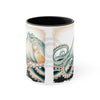 Green Octopus Vintage Brushed Edge Accent Coffee Mug 11Oz Black /