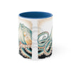 Green Octopus Vintage Brushed Edge Accent Coffee Mug 11Oz Blue /
