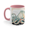 Green Octopus Vintage Brushed On White Art Accent Coffee Mug 11Oz