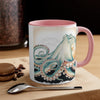 Green Octopus Vintage Brushed On White Art Accent Coffee Mug 11Oz