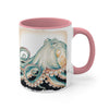 Green Octopus Vintage Brushed On White Art Accent Coffee Mug 11Oz