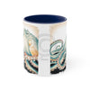 Green Octopus Vintage Brushed On White Art Accent Coffee Mug 11Oz Navy /