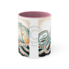 Green Octopus Vintage Brushed On White Art Accent Coffee Mug 11Oz Pink /