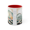 Green Octopus Vintage Brushed On White Art Accent Coffee Mug 11Oz Red /
