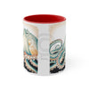 Green Octopus Vintage Brushed On White Art Accent Coffee Mug 11Oz Red /