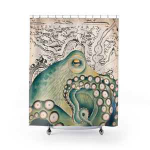 Green Octopus Vintage Chic Shower Curtain 71 X 74 Home Decor