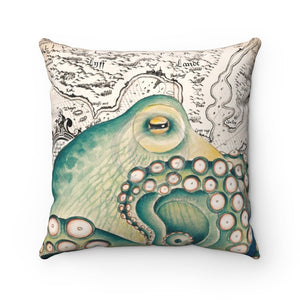 Green Octopus Vintage Chic Square Pillow 14 X Home Decor