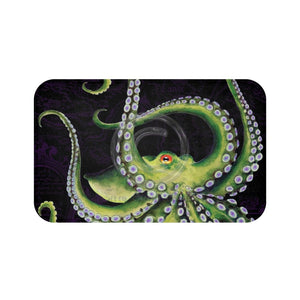 Green Octopus Vintage Map Black Art Bath Mat Large 34X21 Home Decor