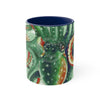 Green Octopus Vintage Map Watercolor Art Accent Coffee Mug 11Oz Navy /