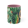 Green Octopus Vintage Map Watercolor Art Accent Coffee Mug 11Oz Pink /