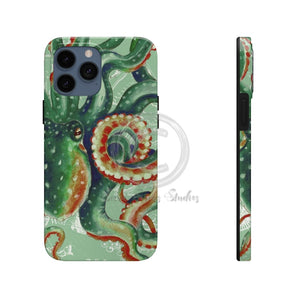 Green Octopus Vintage Map Watercolor Art Case Mate Tough Phone Cases Iphone 13 Pro Max