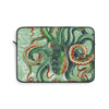 Green Octopus Vintage Map Watercolor Art Laptop Sleeve 13