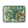 Green Octopus Vintage Map Watercolor Art Laptop Sleeve 15