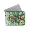 Green Octopus Vintage Map Watercolor Art Laptop Sleeve