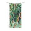 Green Octopus Vintage Map Watercolor Art Polycotton Towel 30 × 60 Home Decor