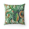 Green Octopus Vintage Map Watercolor Art Square Pillow 14 × Home Decor