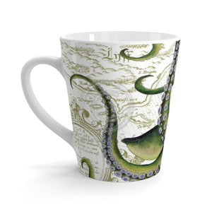 Green Octopus Vintage Map White Latte Mug 12Oz Mug