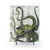 Green Octopus Vintage Map White Shower Curtain 71X74 Home Decor