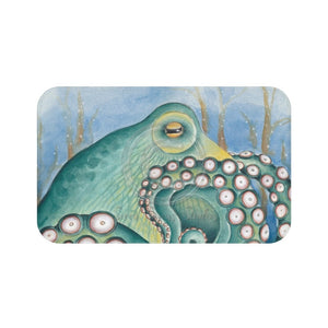 Green Octopus Watercolor Art Bath Mat Large 34X21 Home Decor