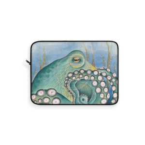 Green Octopus Watercolor Art Laptop Sleeve 15