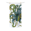 Green Octopus Watercolor Art On Black Polycotton Towel Bath 30X60 Home Decor
