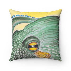 Green Octopus Watercolor Art Pillow 14 × Home Decor