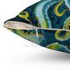Green Octopus Watercolor Dark Chic Art Square Pillow Home Decor