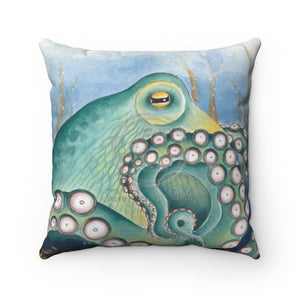 Green Octopus Watercolor Square Pillow 14 X Home Decor