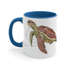 Green Sea Turtle Art Accent Coffee Mug 11Oz Blue /