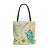 Green Sea Turtle Vintage Map Beige Tote Bag Bags