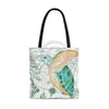 Green Sea Turtle Vintage Map White Tote Bag Large Bags