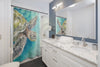 Green Sea Turtle Watercolor Art Shower Curtain Home Decor