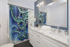 Green Tentacles Blue Sea Watercolor Art Shower Curtains Home Decor