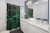 Green Tentacles Octopus Black Ink Art Shower Curtain Home Decor