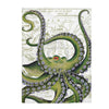 Green Tentacles Octopus Vintage Map Art Velveteen Plush Blanket 30 × 40 All Over Prints