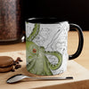 Green Tentacles Octopus Vintage Map On White Art Accent Coffee Mug 11Oz