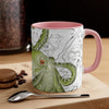 Green Tentacles Octopus Vintage Map On White Art Accent Coffee Mug 11Oz