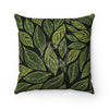 Green Yellow Leaves Pattern Black Square Pillow 14X14 Home Decor
