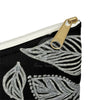 Grey Floral Pattern Black Accessory Pouch Bags