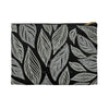 Grey Floral Pattern Black Accessory Pouch Large / Bags