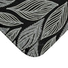 Grey Floral Pattern On Black Bath Mat Home Decor