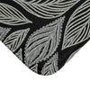 Grey Floral Pattern On Black Bath Mat Home Decor