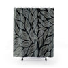Grey On Black Floral Ink Shower Curtain 71X74 Home Decor