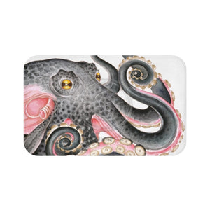 Grey Salmon Pink Octopus Kraken Watercolor Art Bath Mat 34 × 21 Home Decor