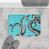 Grey Tentacles Octopus Teal Chic Bath Mat Home Decor