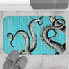 Grey Tentacles Octopus Teal Chic Bath Mat Home Decor