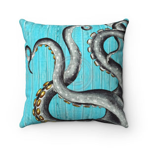 Grey Tentacles Octopus Teal Chic Square Pillow 14 × Home Decor