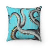 Grey Tentacles Octopus Teal Chic Square Pillow Home Decor